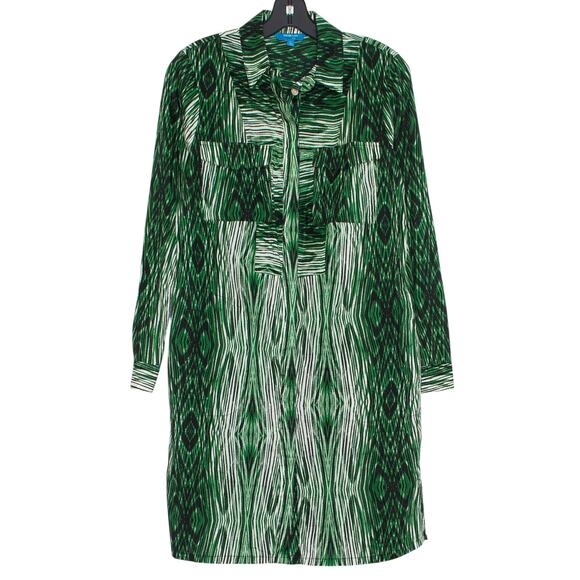 Derek Lam Shirtdress Boho Cottage Coastal Grandma Preppy Abstract Green Small - Picture 1 of 6